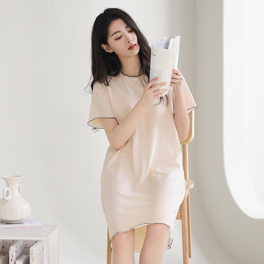 芬腾睡衣带胸垫一体薄款女款爆款裙子防凸点夏季透气法式连衣裙 商品图1