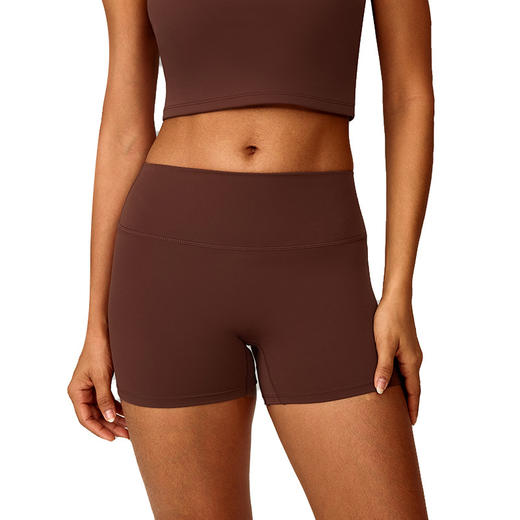 跃牌【轻匀系列】磨毛紧身瑜伽短裤女高腰收腹健身裤提臀跑步运动短裤DK7100 商品图4