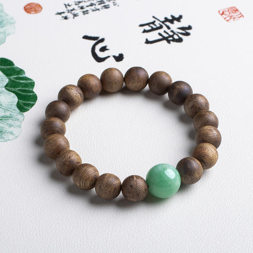 xy0480沉香+翡翠10mm大手串 商品图2