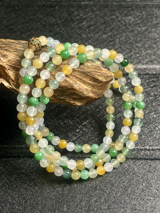 【FC0029】翡翠三彩小米珠项链  珠圆玉润 多色多彩  美观精致 商品图0