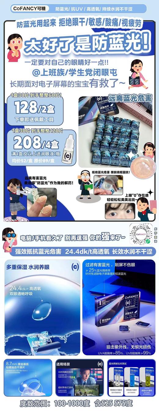 可糖防蓝光透明片一盒30片 商品图0