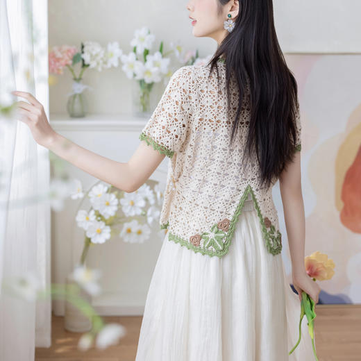 苏苏姐家念露蕾丝衣手工diy钩针棉线蕾丝亚麻短袖毛线团材料包 商品图3