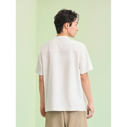 GXG男装 圆领T恤胸前口袋设计上衣双色短袖针织 2025夏季新品 商品图4