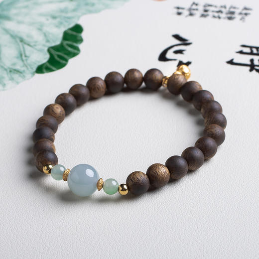 xy0475沉香+翡翠葫芦手串 商品图3