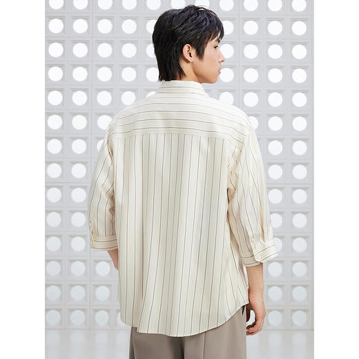 【凉感】GXG男装 条纹设计七分袖衬衫通勤男士衬衣 2025夏季新品 商品图2