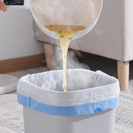 新鲜生活不用撕抽绳式家用厨房加厚手提式清洁平口商用自动收口垃圾袋盒装 不用撕穿绳垃圾袋450*500mm*90只 商品图2