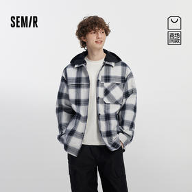 [商场同款]森马夹克男可拆卸连帽外套格纹上衣2025秋新款休闲百搭