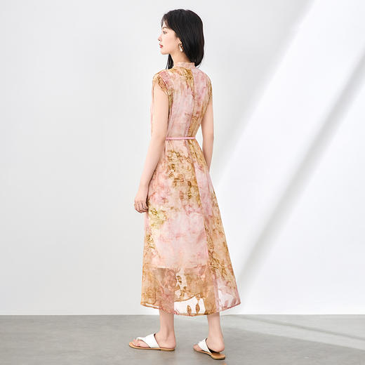「高货wl」全新升级【铂金会员358/天猫479/差价121】(03351)洛诗琳法式晕染烧花连衣裙2025夏季简约优雅印花长裙女 商品图2