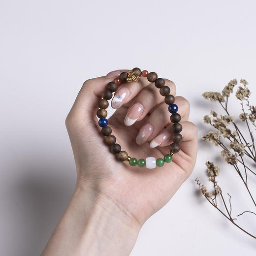 xy0473沉香+和田玉青金南红莲蓬手串 商品图8