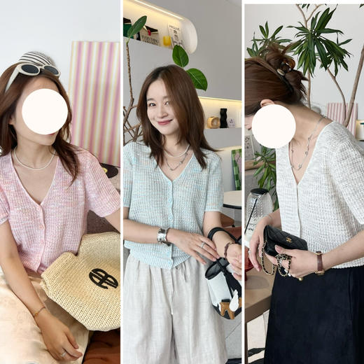 2507414   顶级“康宝莱” 亚麻珠片 短袖开衫 商品图0