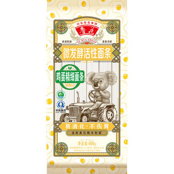 鲁花（考拉）活性鸡蛋精细面条600g微发酵挂面 仿手工 劲道爽滑 /粮油调味 /挂面 /风味挂面 商品图5