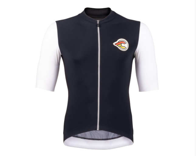 意大利CINELLI 25年男款短袖骑行服（拉链款）黑色拼接白色短袖