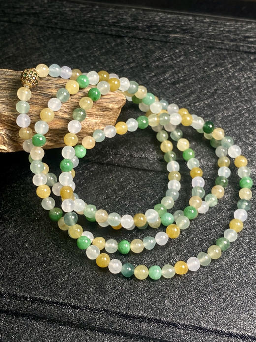 【FC0029】翡翠三彩小米珠项链  珠圆玉润 多色多彩  美观精致 商品图1