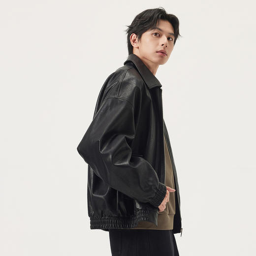 gxg.jeans男装  pu皮简约休闲时尚宽松翻领夹克外套男士 25秋新品 商品图2