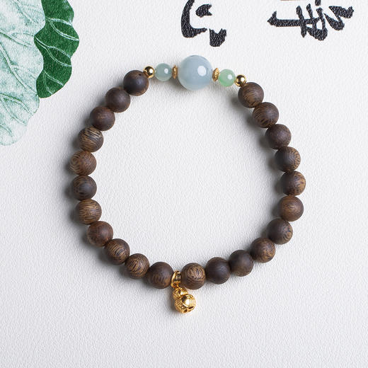 xy0475沉香+翡翠葫芦手串 商品图1