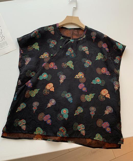 新中式老钱风含真丝花萝红云纱双面提花斜襟旗袍衫 商品图11