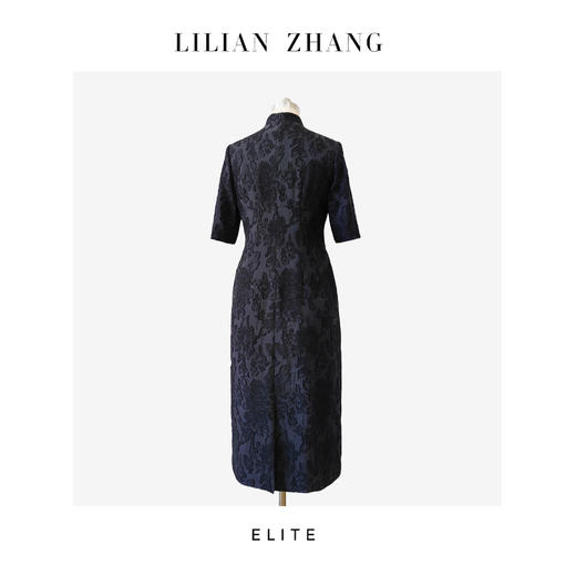 E“定制”——静奢风———“暗夜繁花”——新中式黑色立体剪花旗袍 2501070 商品图3