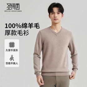 【100%绵羊毛】圣得西男士基础款型重磅针织衫2025秋季新款百搭毛衣