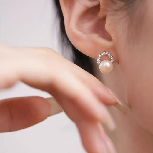 瞬间提升气质超美宋慧乔同款珍珠镶钻日月耳钉 商品图5