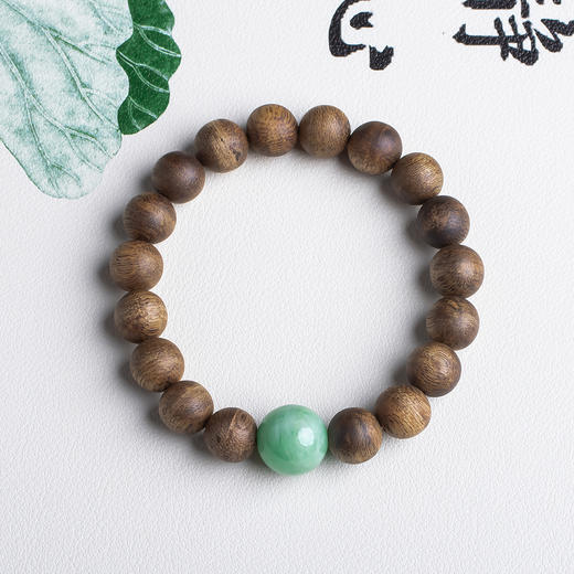 xy0480沉香+翡翠10mm大手串 商品图0