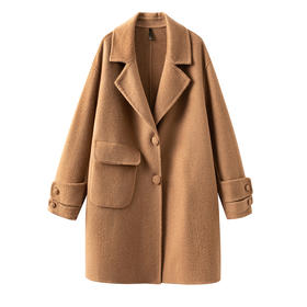 S·Y·C【战袍之春蕾】西装领骆驼 绒加厚保暖大衣外套女LTR240201