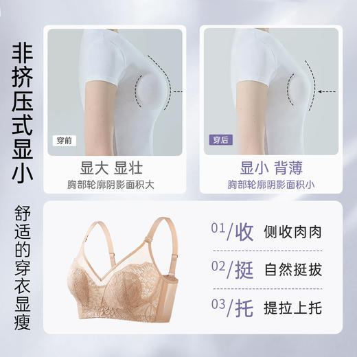 【298选3】D2-【B-C杯】【超薄透气兔耳杯】大胸显小显瘦内衣女防垂收副乳夏季薄款文胸罩  星河清梦 商品图1