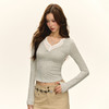 Ariseism 美式复古设计感假两件长袖T恤女秋季新款辣妹修身上衣 商品缩略图1