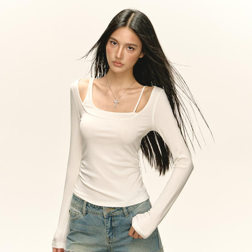 Ariseism 7月8日 19点50分 新品上新 假两件微透长袖T恤 商品图0