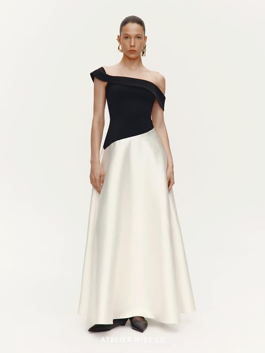 【布达佩斯舞会】光泽感拼接多穿式圆弧抹胸礼服长裙 商品图1