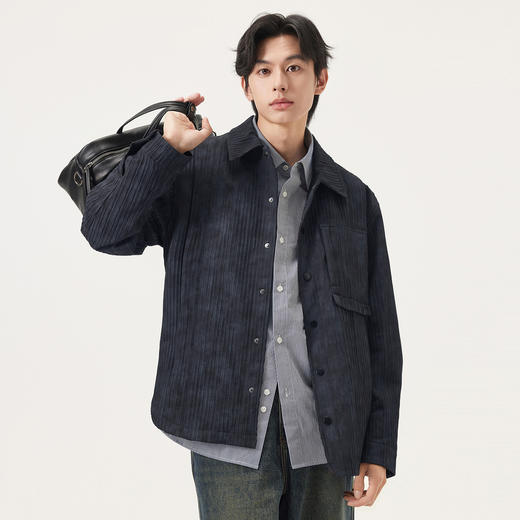 gxg.jeans男装 黑灰肌理感简约时尚宽松夹克外套男生 25年秋新品 商品图1