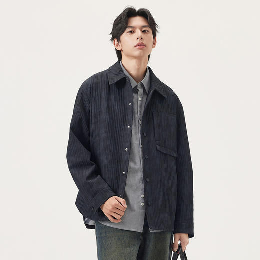 gxg.jeans男装 黑灰肌理感简约时尚宽松夹克外套男生 25年秋新品 商品图2