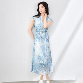 「高货wl」全新升级【铂金会员358/天猫479/差价121】(03351)洛诗琳法式晕染烧花连衣裙2025夏季简约优雅印花长裙女