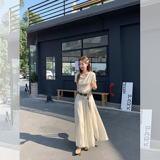 韩系不规则荡领露肩短袖T恤1689 显瘦气质上衣 夏季百搭 商品图5