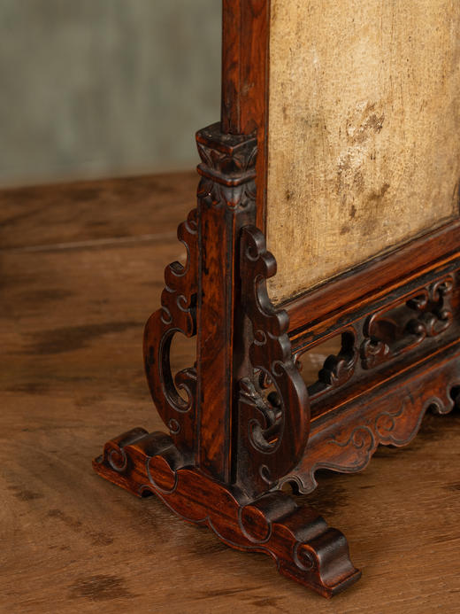 清	黄花梨嵌云石诗文砚屏 商品图4