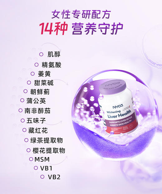 NYO3诺威佳官方旗舰店女性护肝片养肝片靓颜片熬夜去黄提亮舒压解郁养肝脏奶蓟草60粒 商品图2