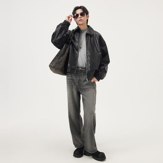 gxg.jeans男装  pu皮简约休闲时尚宽松翻领夹克外套男士 25秋新品 商品图3