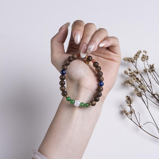 xy0473沉香+和田玉青金南红莲蓬手串 商品图7