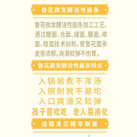 鲁花（熊猫）活性麦芯大宽面条600g 微发酵挂面 仿手工 劲道爽滑 /粮油调味 /挂面 /风味挂面