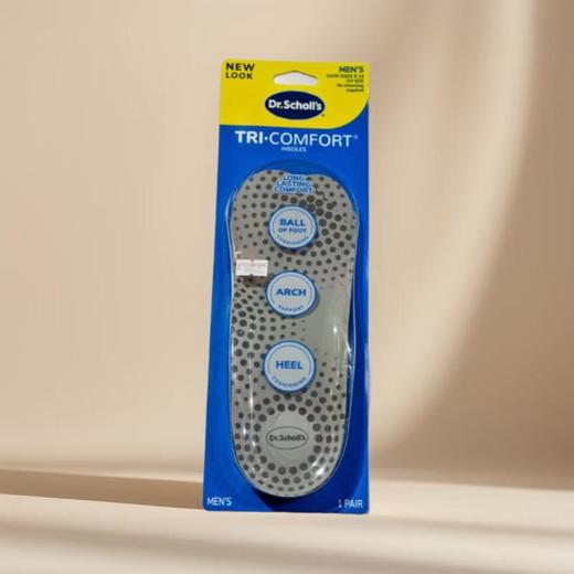 美国进口爽健Dr.Scholls-三重舒适鞋垫（脚掌/脚跟/足弓）—男款 1双/盒 商品图0