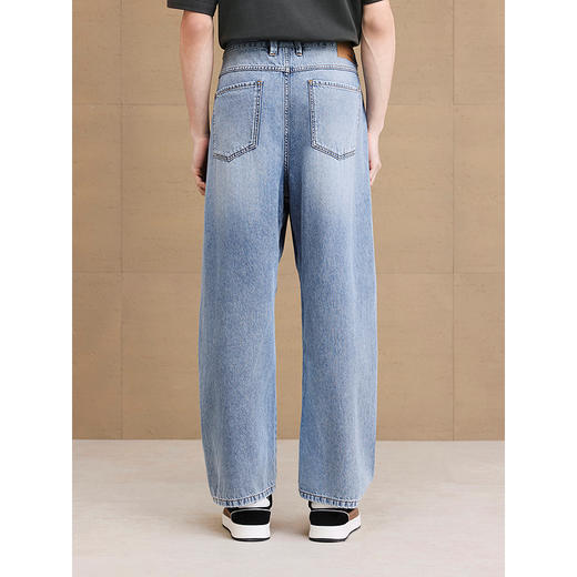 GXG男装 不规则分割弯刀水洗锥型牛仔裤休闲裤长裤子2025夏季新品 商品图3