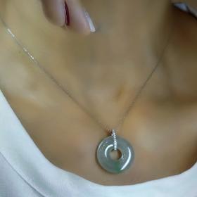 【明媚】18K金镶嵌翡翠平安扣（年货节特价）