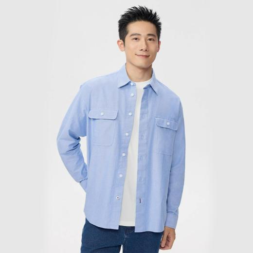 佐丹奴牛津纺衬衫男新款纯棉双口袋男士帅气通勤长袖衬衫01045032 商品图2