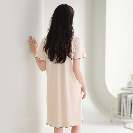 芬腾睡衣带胸垫一体薄款女款爆款裙子防凸点夏季透气法式连衣裙 商品图3
