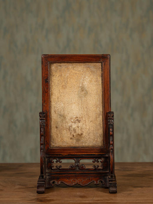 清	黄花梨嵌云石诗文砚屏 商品图2