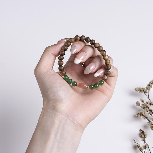 xy0478沉香+碧玉南红手串 商品图8