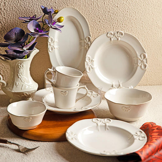 摩登主妇法式浮雕餐具碗碟家用盘子2025新款高颜值碗具一人食餐盘 商品图0