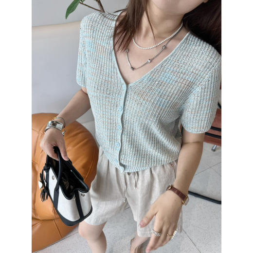 2507414   顶级“康宝莱” 亚麻珠片 短袖开衫 商品图4