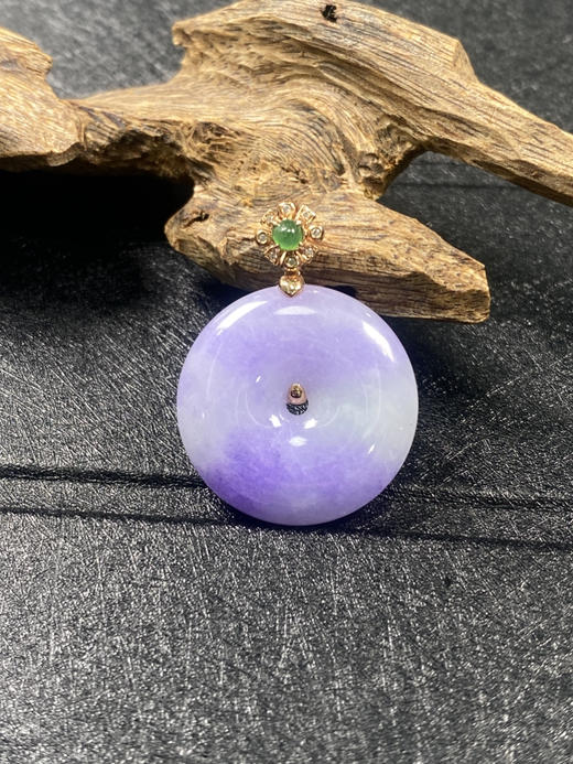 【FC0032】18K金镶嵌翡翠紫扣吊坠  紫气东来 圆满平安 商品图2