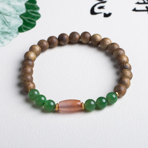 xy0478沉香+碧玉南红手串 商品图3