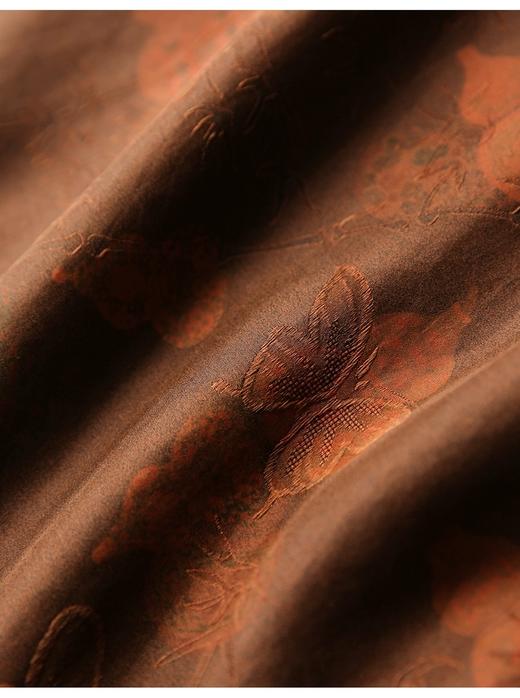 新中式老钱风含真丝花萝红云纱双面提花斜襟旗袍衫 商品图10